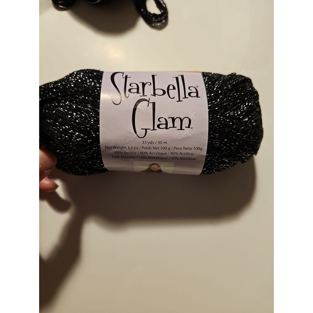Starbella Glam GILDED Premier Yarns  Skein Discontinued Black Glitter Metallic